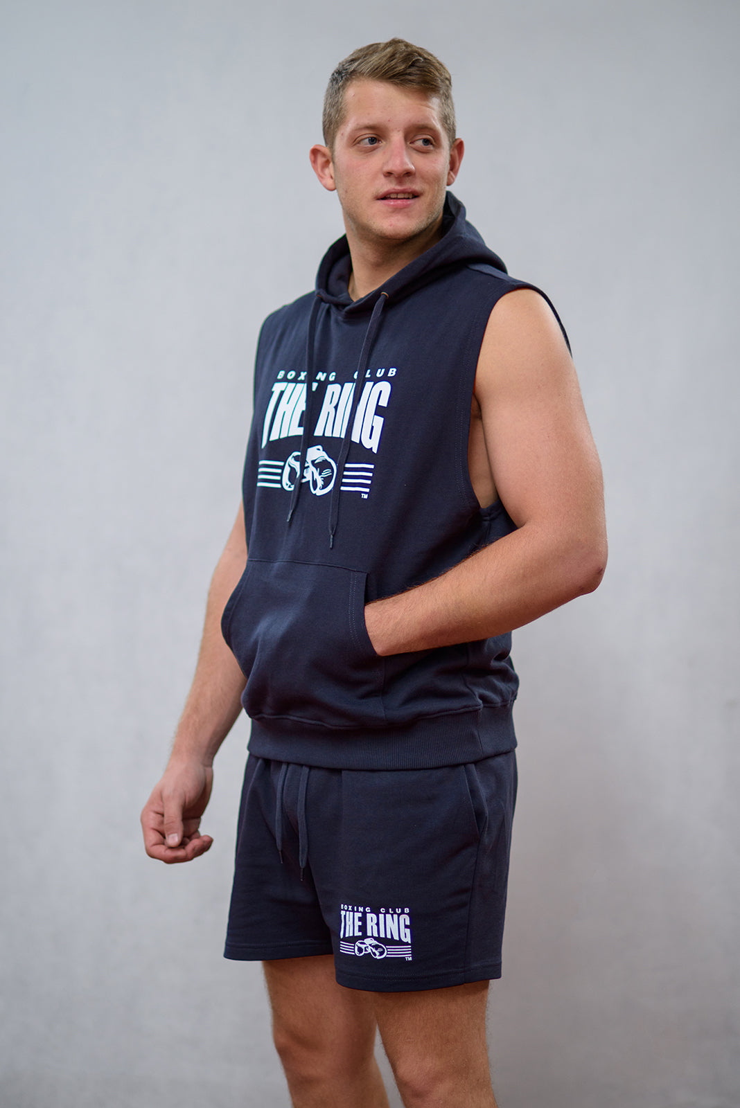 The Ring Hoodie Navy ärmellos